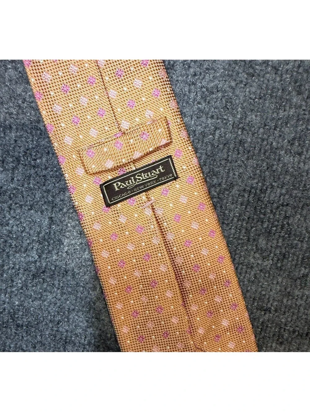 Paul Stuart Made in Italy Woven Tie Orange Pink Geometric